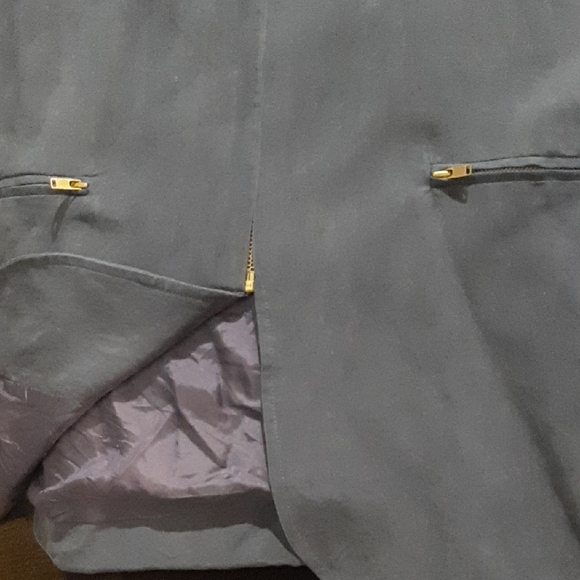 VINTAGE💙SILK100% NavyBlue Boxy Lined Jacket Size M Ptp 22" - Picture 5 of 6